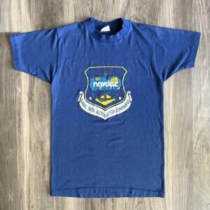 Vintage 1970s US Navy Military T-Shirt Size XS NAVDAC Roach USA Made